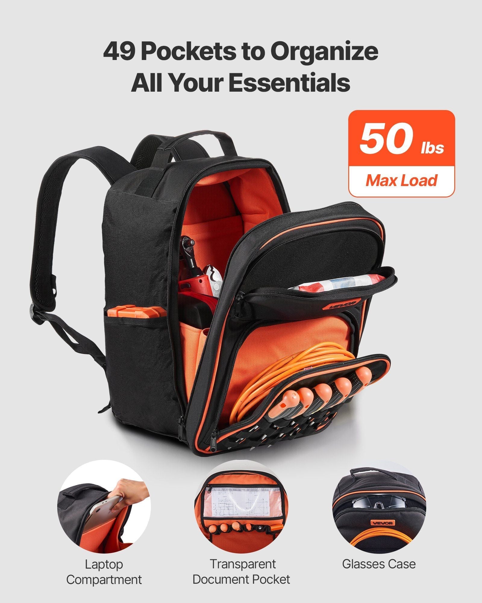 “Built for the Grind: Trade Hustle’s 49 - Pocket Tool Backpack”DobaTRADE HUSTLE HQ"keywords":197988530459