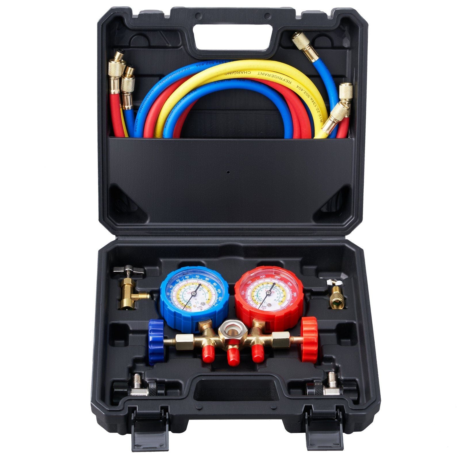 VEVOR AC Gauge Set – 3 Way Manifold for R134A R22 R12 R502 Refrigerant | HVAC Freon Charging Kit with 5ft Hoses & Can TapDobaTRADE HUSTLE HQ"keywords":840349903958